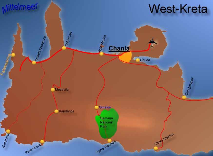 Landkarte Westkreta